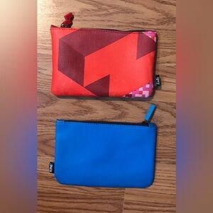 Set of 2 Ipsy Tetris Makeup Cosmetic Pouch Bags Blue & Red Zip close